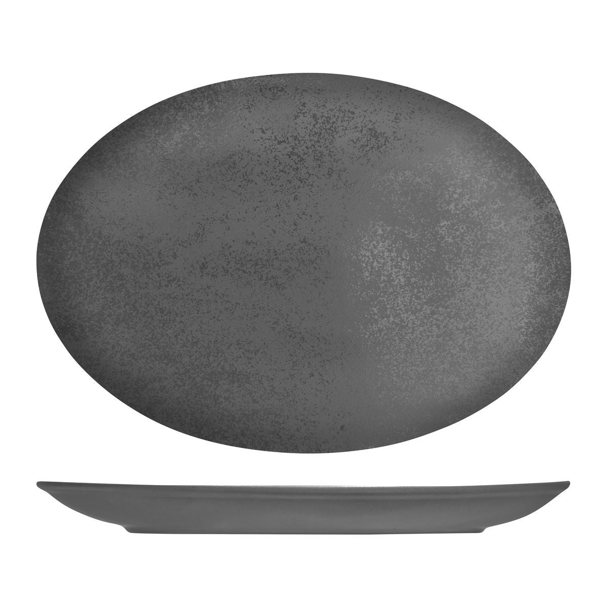 RK4360-GY RAK Porcelain Karbon Shale Oval Coupe Plate 360x270mm Leisure Coast Hospitality & Packaging