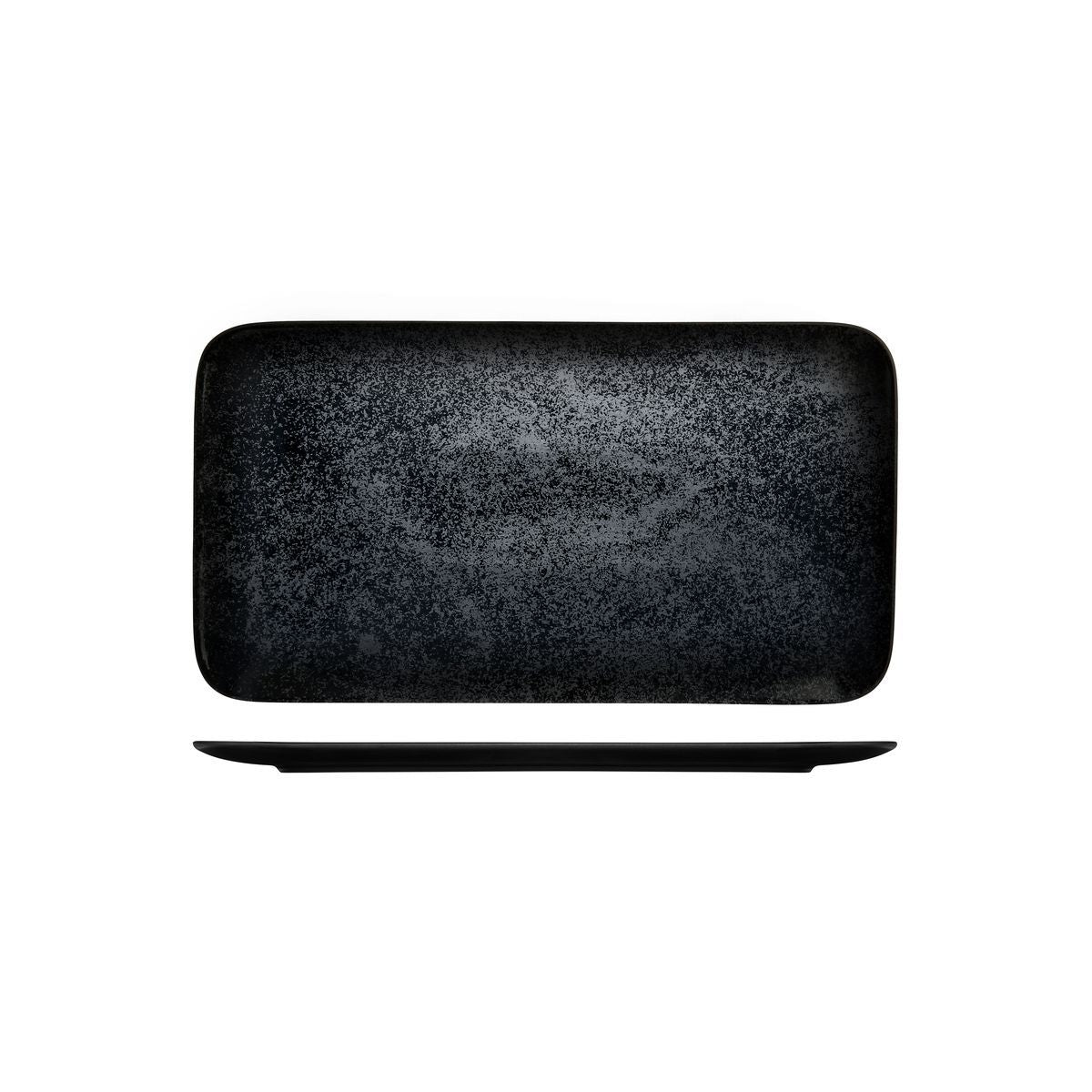 RK8380-BK RAK Porcelain Karbon Black Rectangular Coupe Plate 380x210mm Leisure Coast Hospitality & Packaging