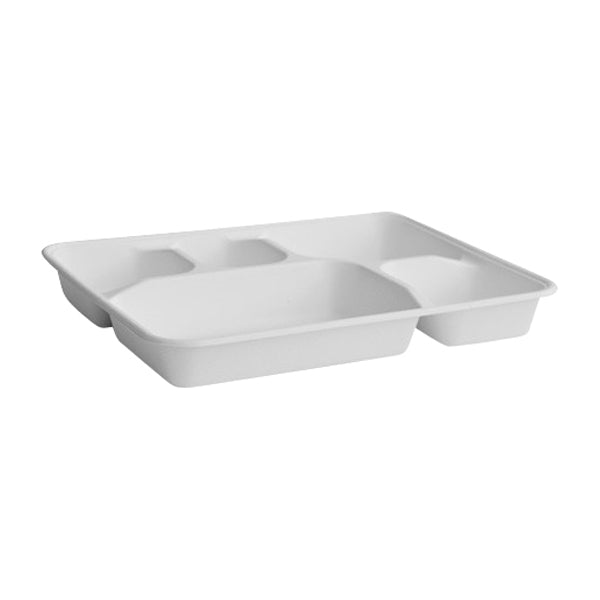 TR5 PacTrading 5 Compartment Tray 282x220x35mm Leisure Coast Hospitality Environmentally Friendly Disposable Takeaway Food Packaging