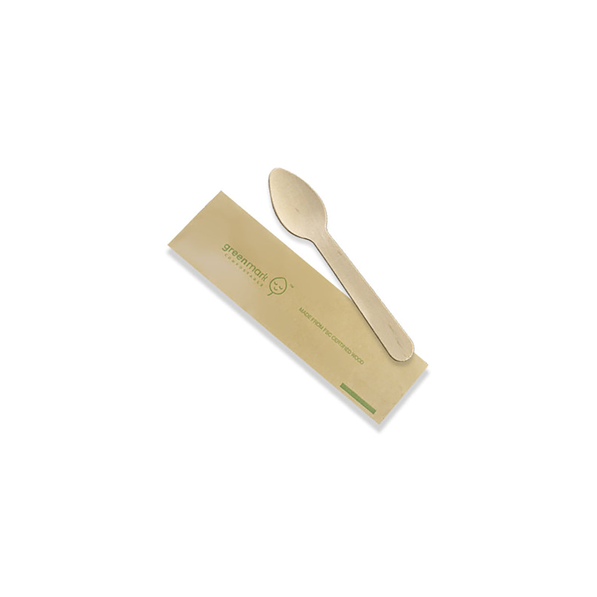 WS110IW Wooden Teaspoon Individually Wrapped Leisure Coast Hospitality Environmentally Friendly Disposable Takeaway Food Packaging