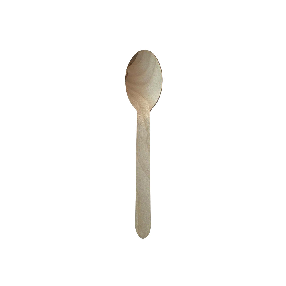 WS160E Economy Wooden Spoon 160mm Leisure Coast Hospitality Environmentally Friendly Disposable Takeaway Food Packaging