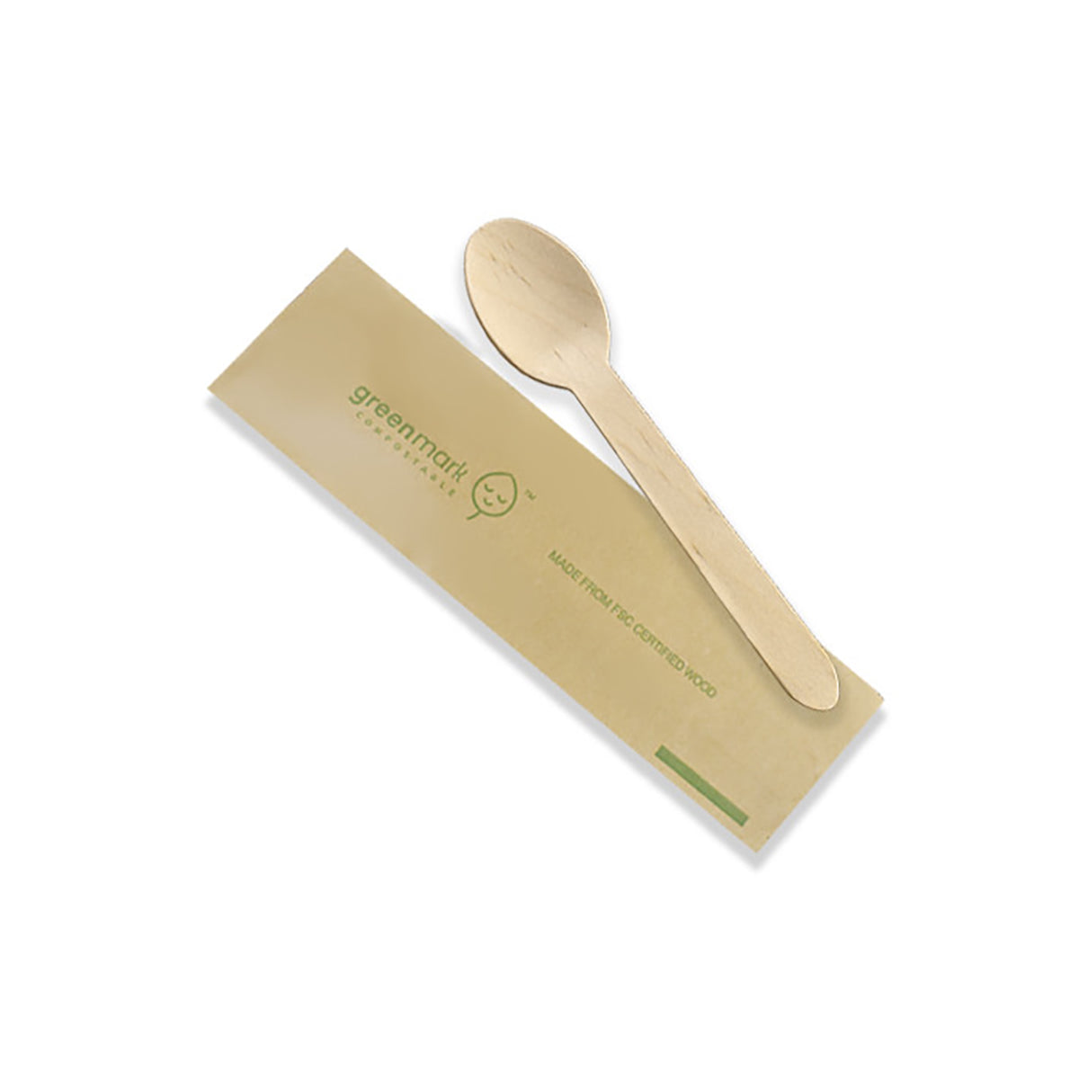 WS160IW Wooden Spoon Individually Wrapped Leisure Coast Hospitality Environmentally Friendly Disposable Takeaway Food Packaging
