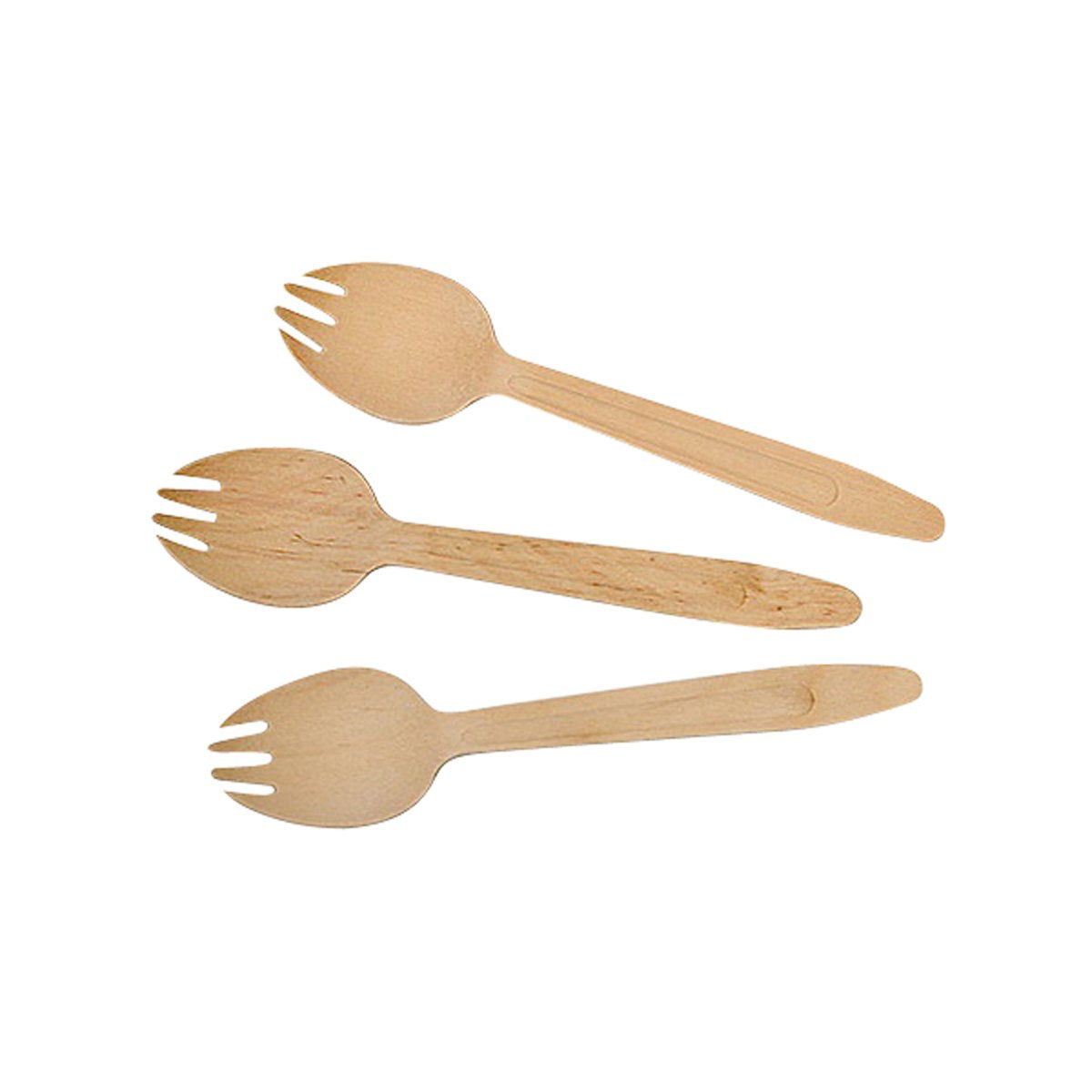 WSK165 PacTrading Wooden Cutlery Spork 165mm Leisure Coast Hospitality Environmentally Friendly Disposable Takeaway Food Packaging