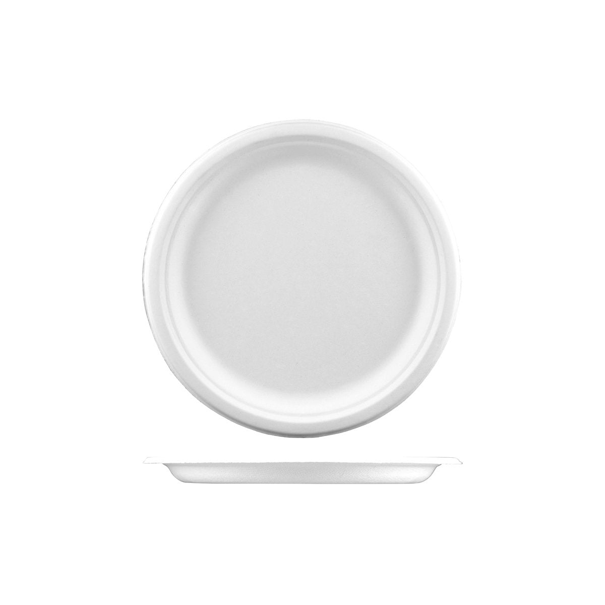 YP07 PacTrading Sugarcane Round Plate 171mm / 6.75" Leisure Coast Hospitality Environmentally Friendly Disposable Takeaway Food Packaging