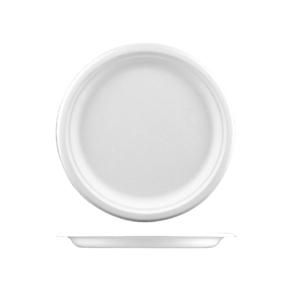 YP09 PacTrading Sugarcane Round Plate 225mm / 9" Leisure Coast Hospitality Environmentally Friendly Disposable Takeaway Food Packaging