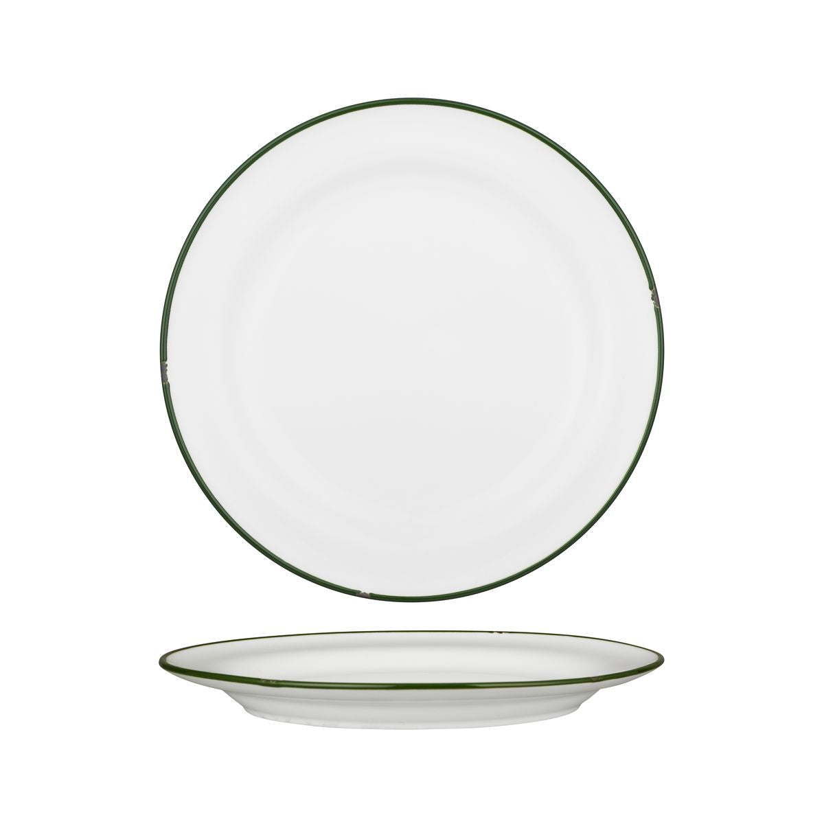 94111-WG Luzerne TinTin White / Green Round Plate Wide Rim 270mm Leisure Coast Hospitality & Packaging