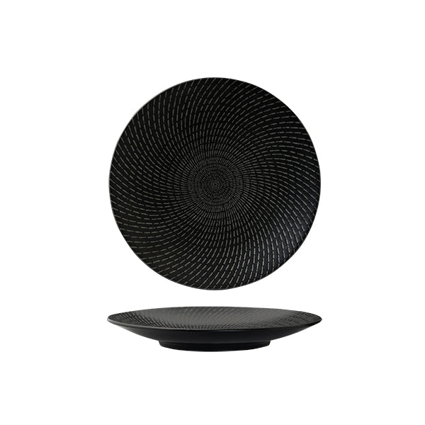 94908-BK Luzerne Zen Black Swirl Round Coupe Plate 205mm Leisure Coast Hospitality & Packaging