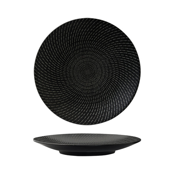 94911-BK Luzerne Zen Black Swirl Round Coupe Plate 275mm Leisure Coast Hospitality & Packaging