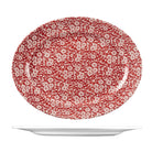 9972636 Churchill Vintage Prints Victorian Calico Oval Plate Cranberry 365x290mm Leisure Coast Hospitality & Packaging