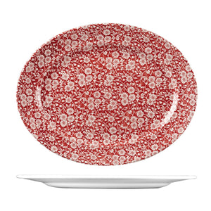 9972636 Churchill Vintage Prints Victorian Calico Oval Plate Cranberry 365x290mm Leisure Coast Hospitality & Packaging