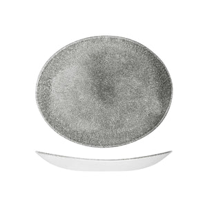 9976227-QB Studio Prints Raku Quartz Black Oval Coupe Plate 270x229mm Leisure Coast Hospitality & Packaging