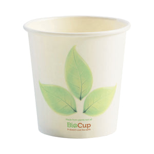 BC-4 BioCup Single Wall Leaf White With Green Leaf 4oz Leisure Coast Hospitality & Packaging Supplies