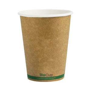 BCK-12-GS BioCup Single Wall Kraft Green Stripe Kraft With Green stripe 12oz Leisure Coast Hospitality & Packaging Supplies