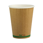 BCK-12DW-GS BioCup Double Wall Kraft Green Stripe Kraft With Green stripe 12oz Leisure Coast Hospitality & Packaging Supplies
