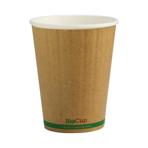 BCK-12DW-GS BioCup Double Wall Kraft Green Stripe Kraft With Green stripe 12oz Leisure Coast Hospitality & Packaging Supplies