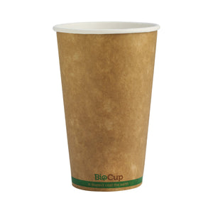 BCK-16-GS BioCup Single Wall Kraft Green Stripe Kraft With Green stripe 16oz Leisure Coast Hospitality & Packaging Supplies