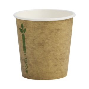 BCK-4-GL BioCup Single Wall Kraft Green Line Kraft With Green Line 4oz Leisure Coast Hospitality & Packaging Supplies