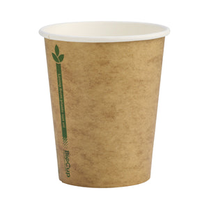 BCK-8-GL BioCup Single Wall Kraft Green Line Kraft With Green Line 8oz Leisure Coast Hospitality & Packaging Supplies