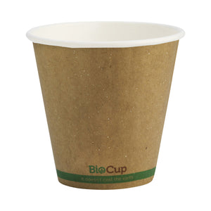 BCK-8-GS(90) BioCup Single Wall Kraft Green Stripe Kraft With Green stripe 8oz / 90mm Leisure Coast Hospitality & Packaging Supplies