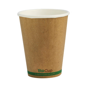 BCK-8DW-GS BioCup Double Wall Kraft Green Stripe Kraft With Green stripe 8oz Leisure Coast Hospitality & Packaging Supplies