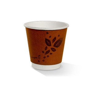 Coffee Cup Kraft Double Wall 8oz 90mm & Lids