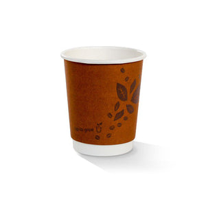 Coffee Cup Kraft Double Wall 8oz 80mm & Lids