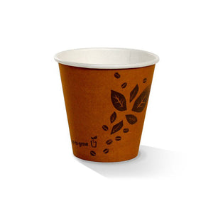 Coffee Cup Kraft Single Wall 8oz 90mm & Lids