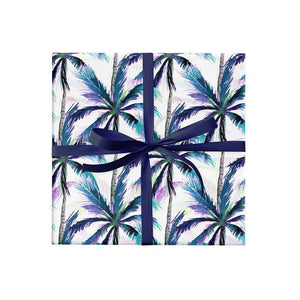 BW P BLU Gift Wrap Palm Print Blue Leisure Coast Hospitality & Packaging Supplies
