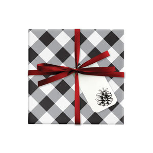 BW PL BLK Plaid Print Black and White Gift Wrap Leisure Coast Hospitality & Packaging Supplies