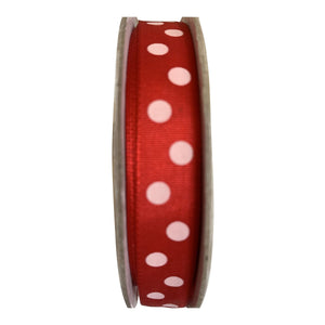 SATIN LADYBIRD RED/WHITE DOTS Premium 15mm x 25M