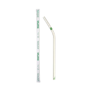 JP-PBS-6X197-W-BENDY-IW BioStraws Flexi Straws Indivdually Wrapped White 6x197mm Leisure Coast Hospitality & Packaging Supplies