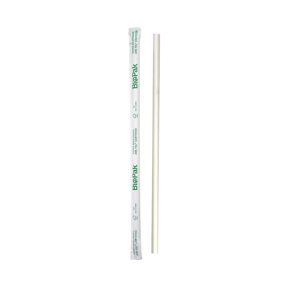 JP-PBS-6X197-IPW BioStraws Regular Straws Individually Wrapped White 6x197mm Leisure Coast Hospitality & Packaging Supplies