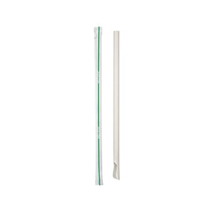 JP-PBS-8X210-SPOON-IW BioStraw Spoon Straws Individually Wrapped White 6x197mm Leisure Coast Hospitality & Packaging Supplies