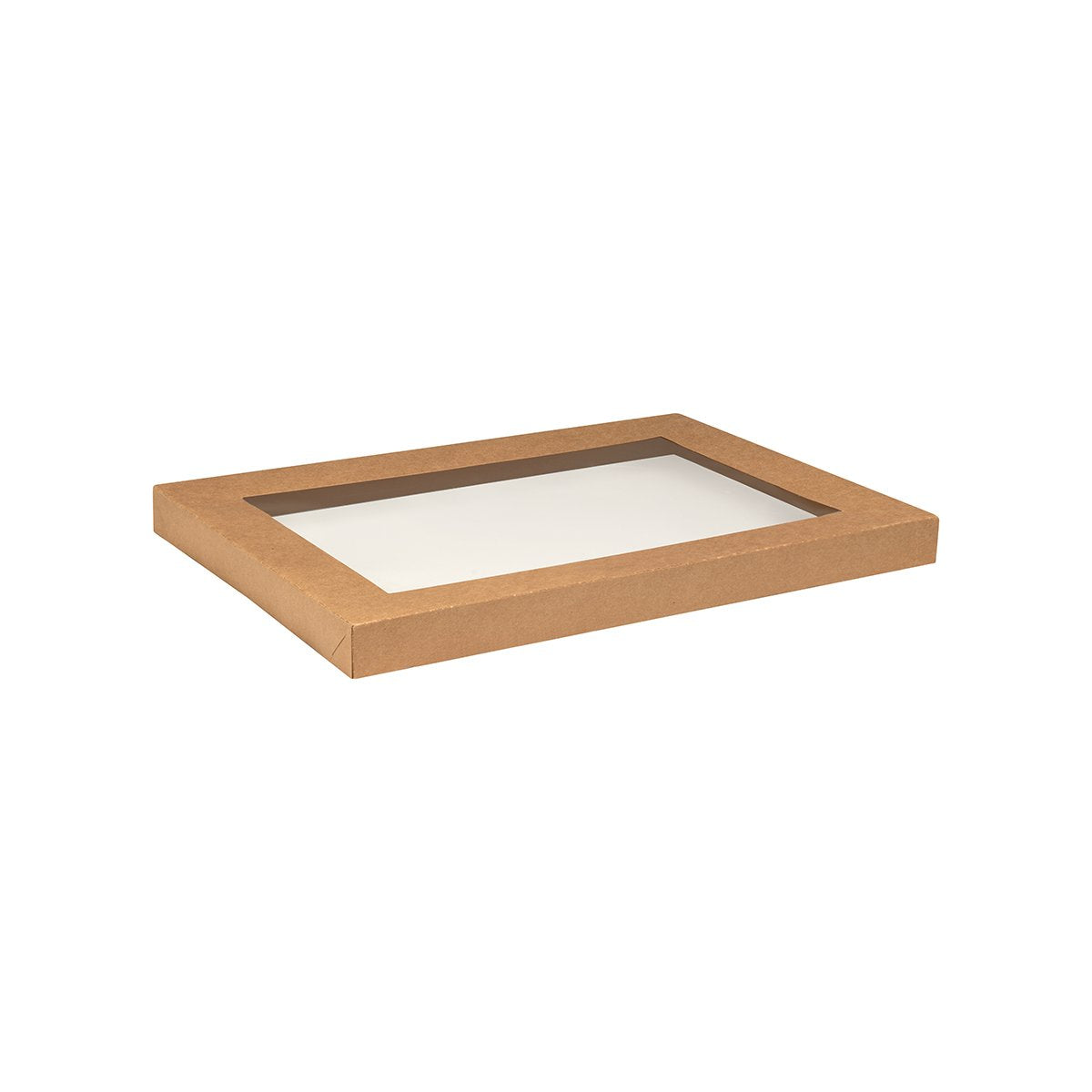 KCTLMP, Greenmark, Medium Rectangular Catering Lid with Window Kraft / Clear PET Leisure Coast Hospitality and Packaging