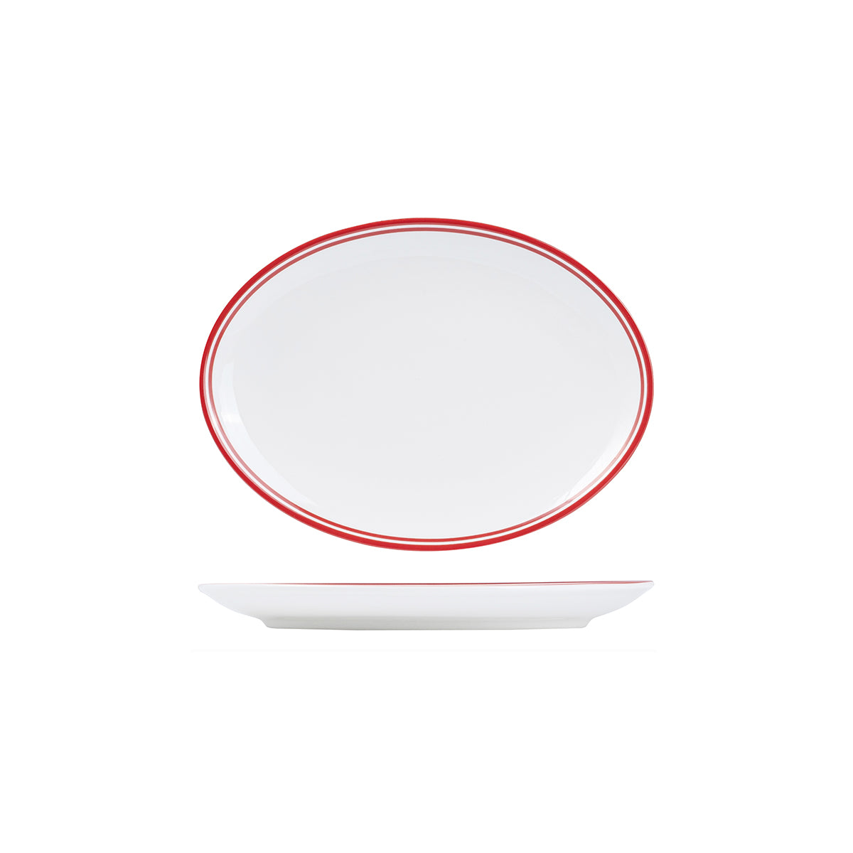 NOP26-R RAK Porcelain Nano Cru Red Oval Coupe Plate 190x260mm Leisure Coast Hospitality & Packaging