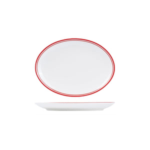 NOP26-R RAK Porcelain Nano Cru Red Oval Coupe Plate 190x260mm Leisure Coast Hospitality & Packaging