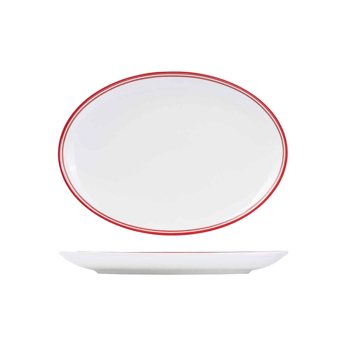 NOP32-R RAK Porcelain Nano Cru Red Oval Coupe Plate 230x320mm Leisure Coast Hospitality & Packaging