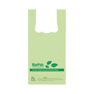 PSB-C-0001 BioPlastic Singlet Bag 8Lt / 4kg Product dimensions: 395mm L x 190mm W x 50mm gusset Leisure Coast Hospitality & Packaging Supplies