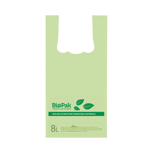 PSB-C-0001 BioPlastic Singlet Bag 8Lt / 4kg Product dimensions: 395mm L x 190mm W x 50mm gusset Leisure Coast Hospitality & Packaging Supplies