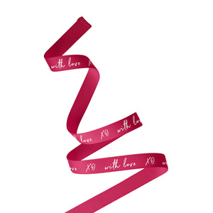 RB WL10 RW Ribbon - With Love Grosgrain White on Red Leisure Coast Hospitality & Packaging Supplies