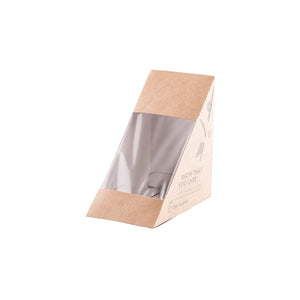 SWL PacTrading Sandwich Wedge with PLA Window 122x72x122mm Leisure Coast Hospitality Environmentally Friendly Disposable Takeaway Food Packaging