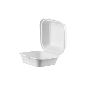 T-HB06 PacTrading Sugarcane Takeaway Clamshells HAMBURGER 152x152x80mm Leisure Coast Hospitality Environmentally Friendly Disposable Takeaway Food Packaging