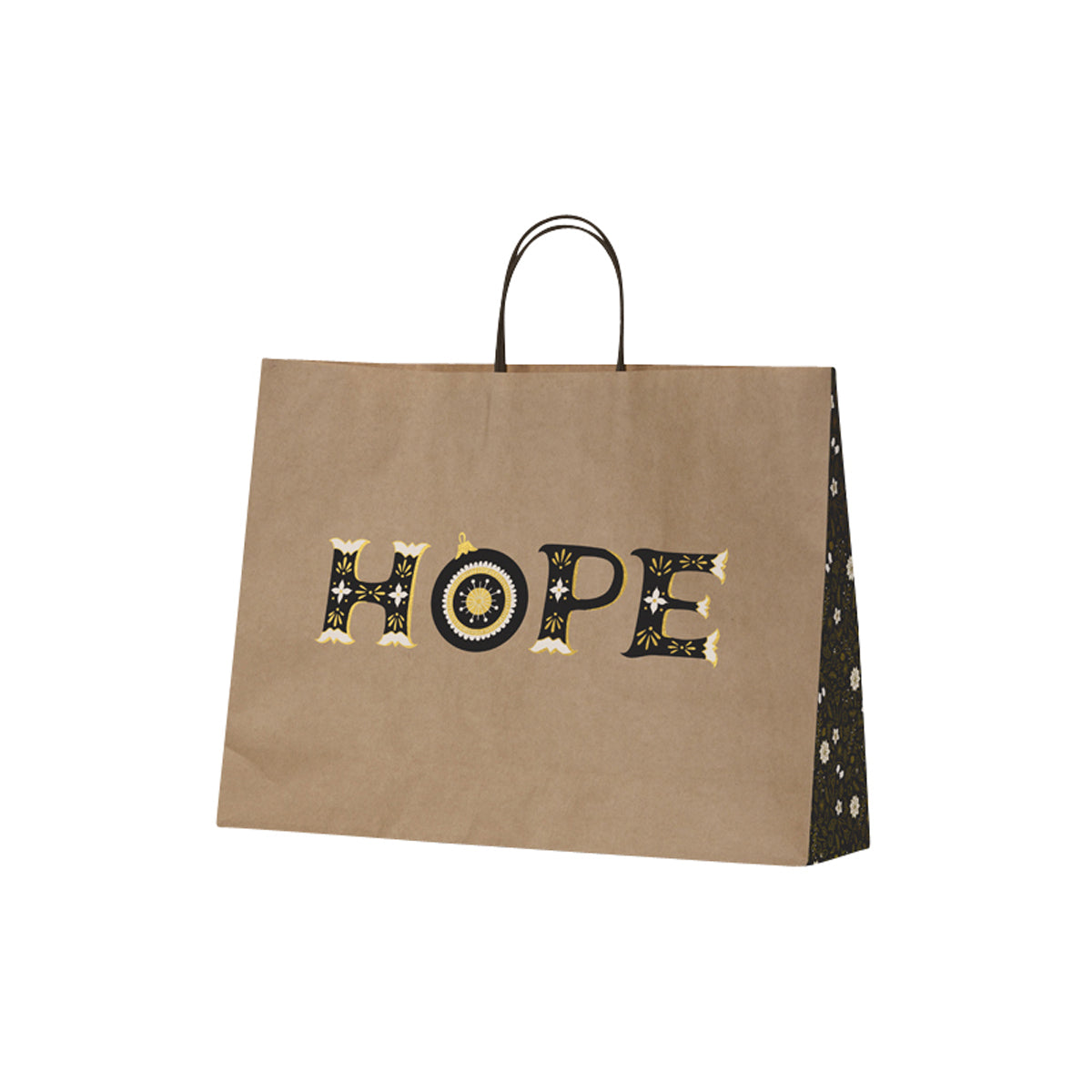 X22 BMB JH Gift bag Christmas Joy Hope on Kraft Midi Leisure Coast Hospitality & Packaging Supplies