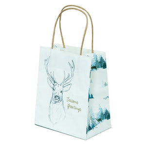 XWT7 Christmas Gift Bag Stag Print on White Leisure Coast Hospitality & Packaging Supplies