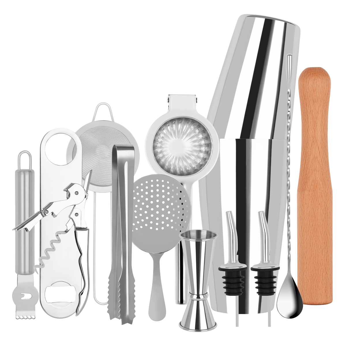 Z9020 Tomkin Cocktail Set 14pc Stainless Steel In Bartender Roll Leisure Coast Hospitality & Packaging