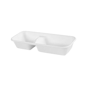 TR2 PacTrading Sugarcane Compartment Trays & Lids 2 Compartment Tray 261x111x47mm Leisure Coast Hospitality Environmentally Friendly Disposable Takeaway Food Packaging